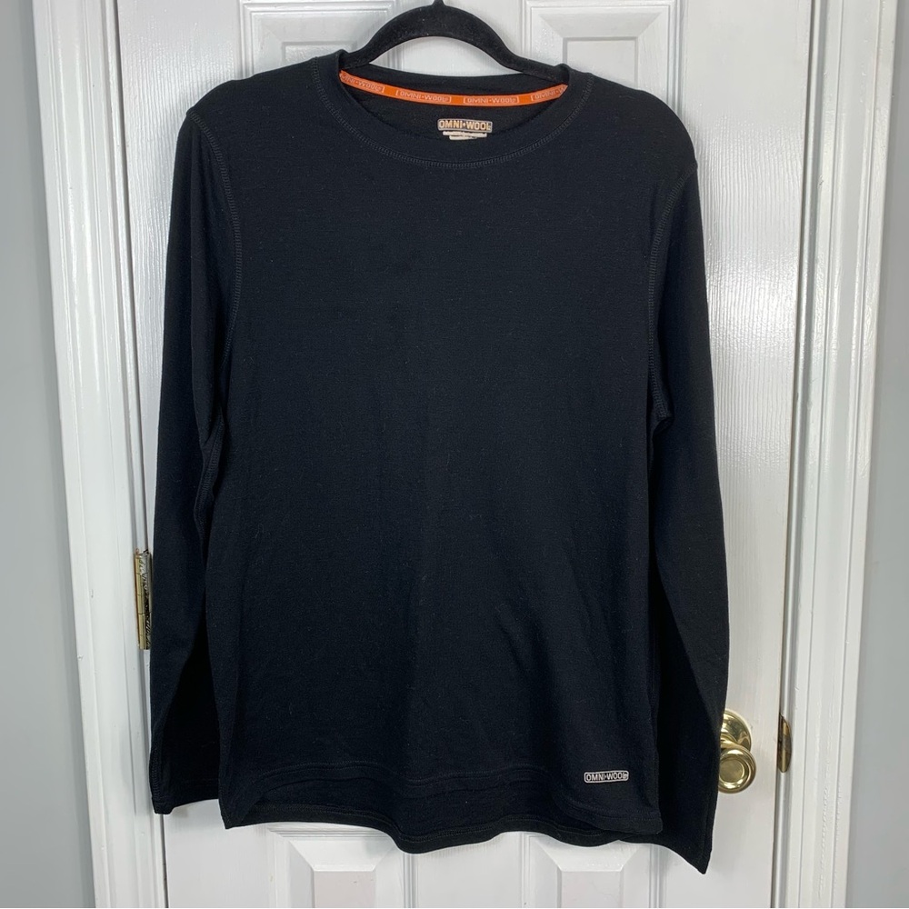 Omni Wool Mens Size Large Long Sleeve Black Shirt